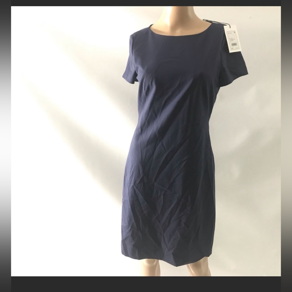 Theory Women's US 2 Short Sleeve Betty Dress Pop Navy Traceable Wool L051616R